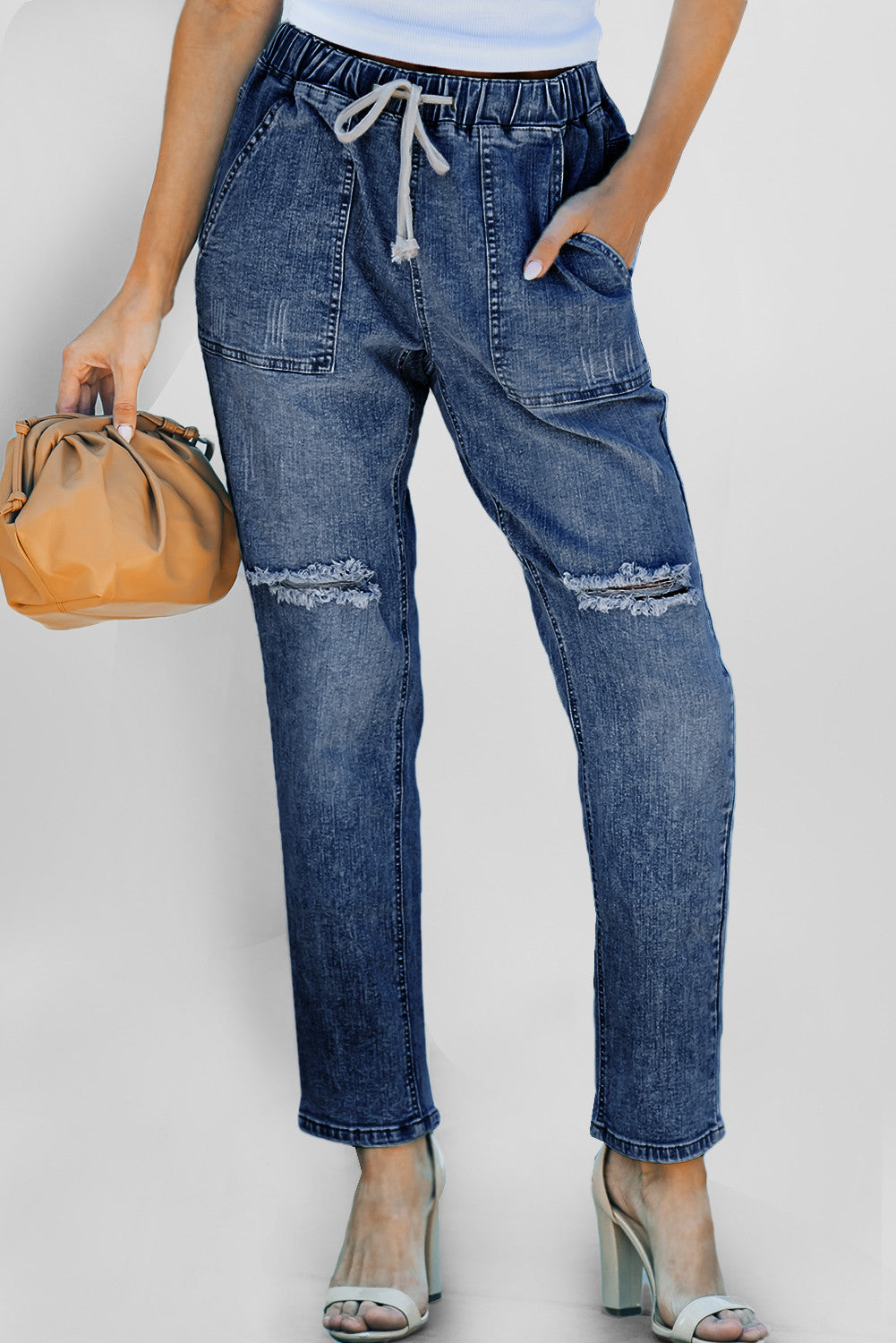 Blue Distressed Joggers