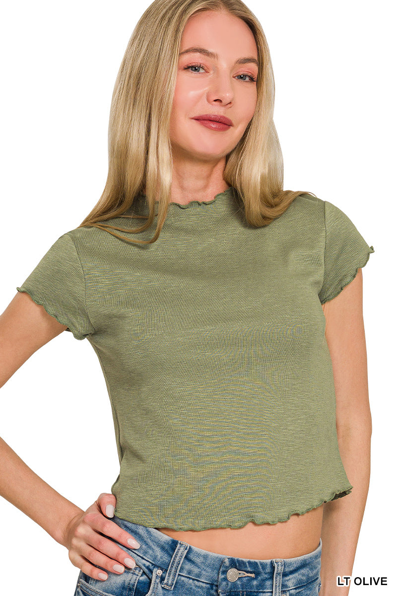 Lettuce- Trim Crop Top Zenana
