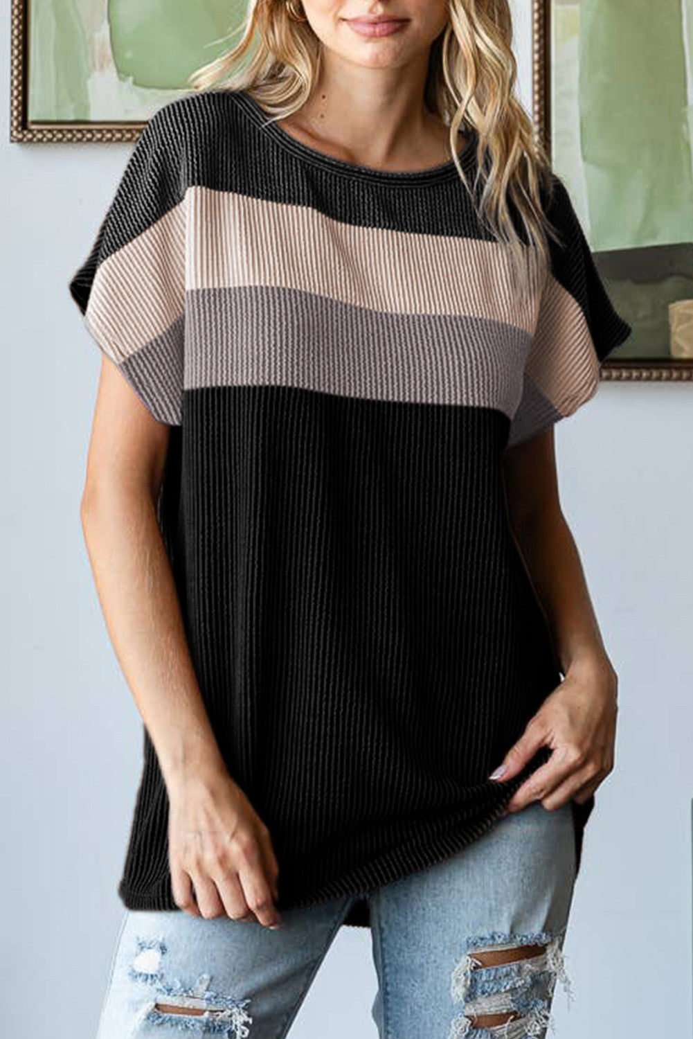 Colorblock Ribbed Top