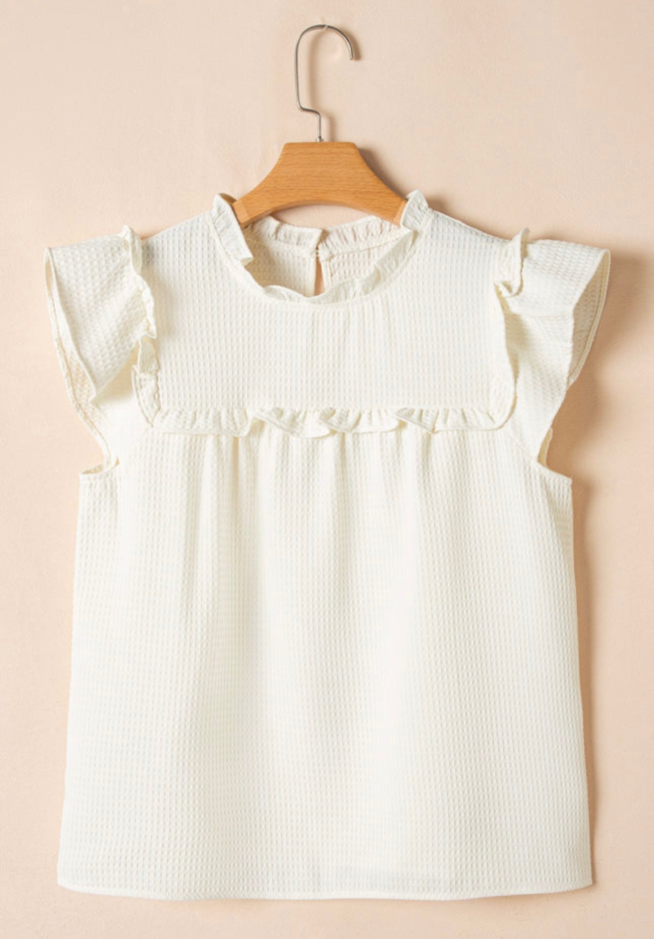 Ruffle Trim Waffle Top