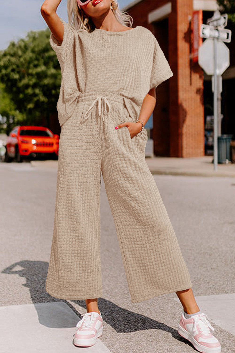 Lattice Texture Drawstring Set
