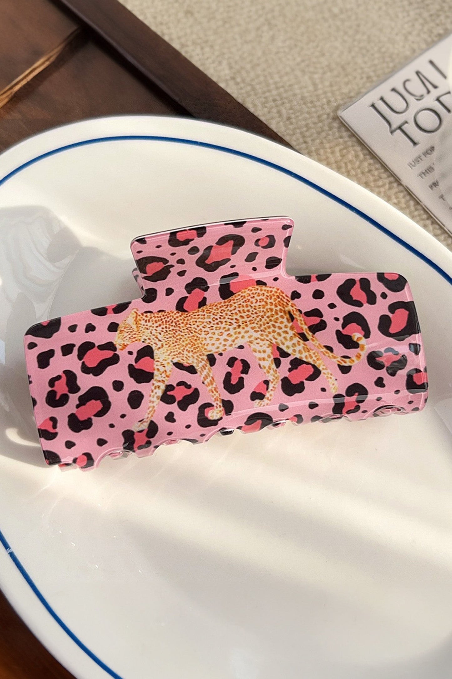 Pink Leopard Claw Clip