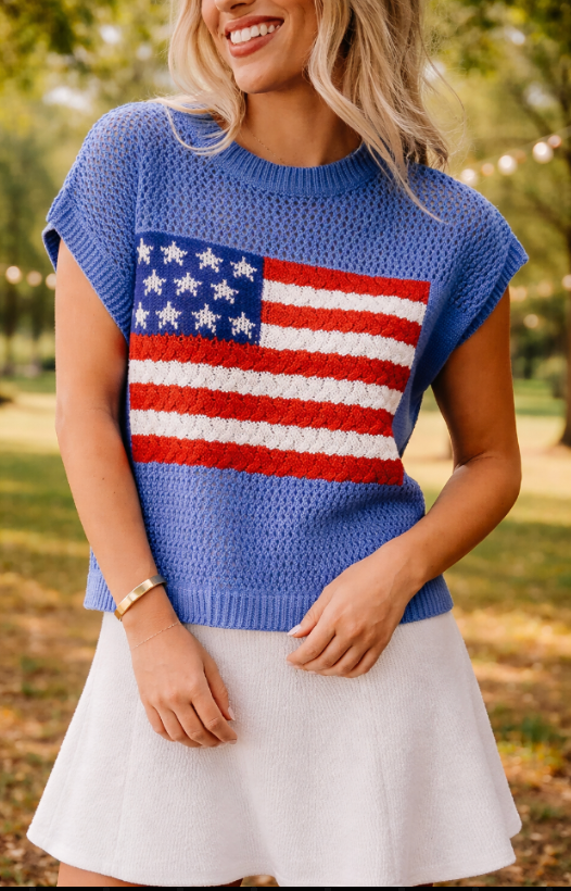 Flag Sweater Top