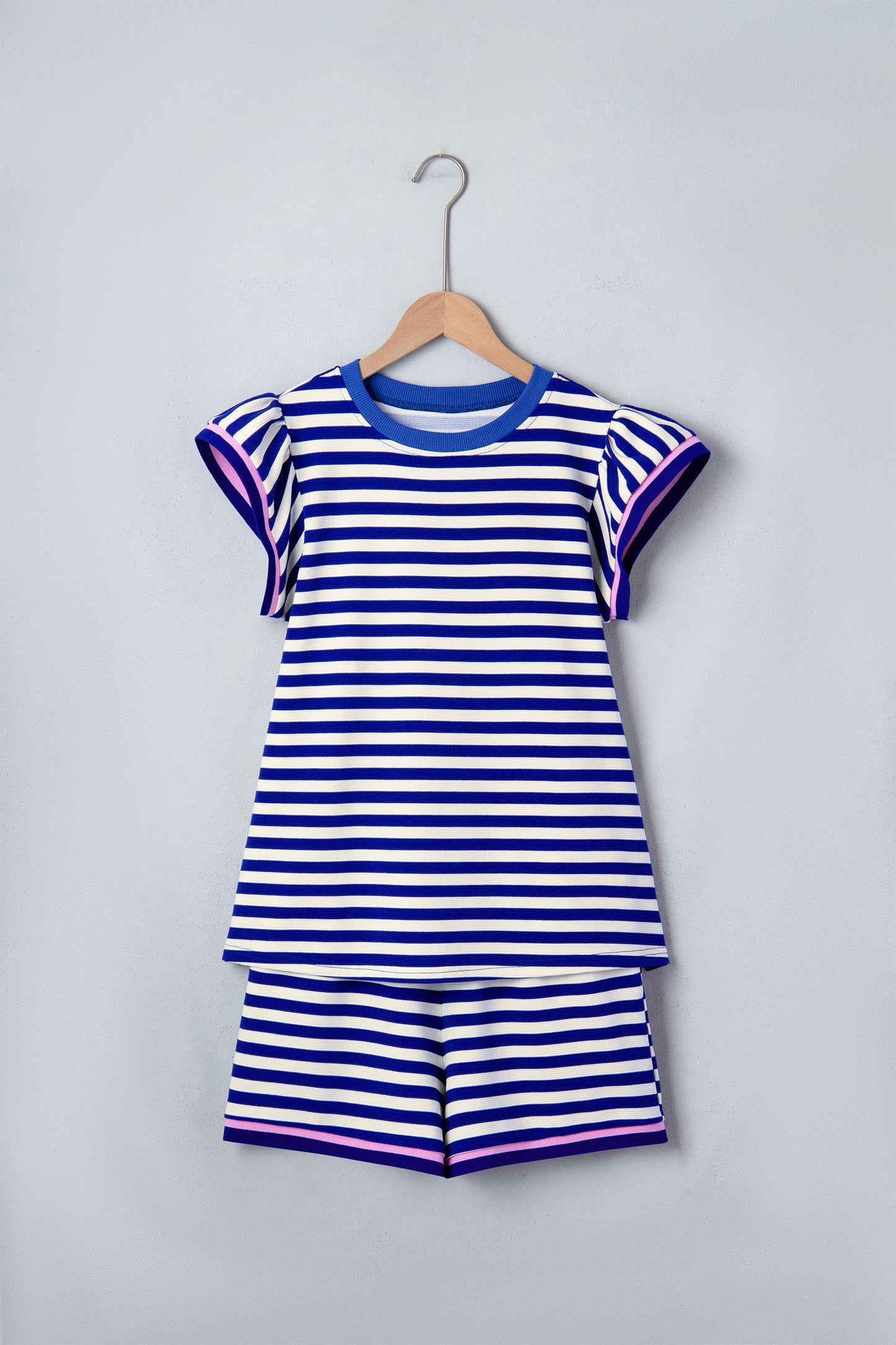 Blue Stripe Cap Sleeve Set