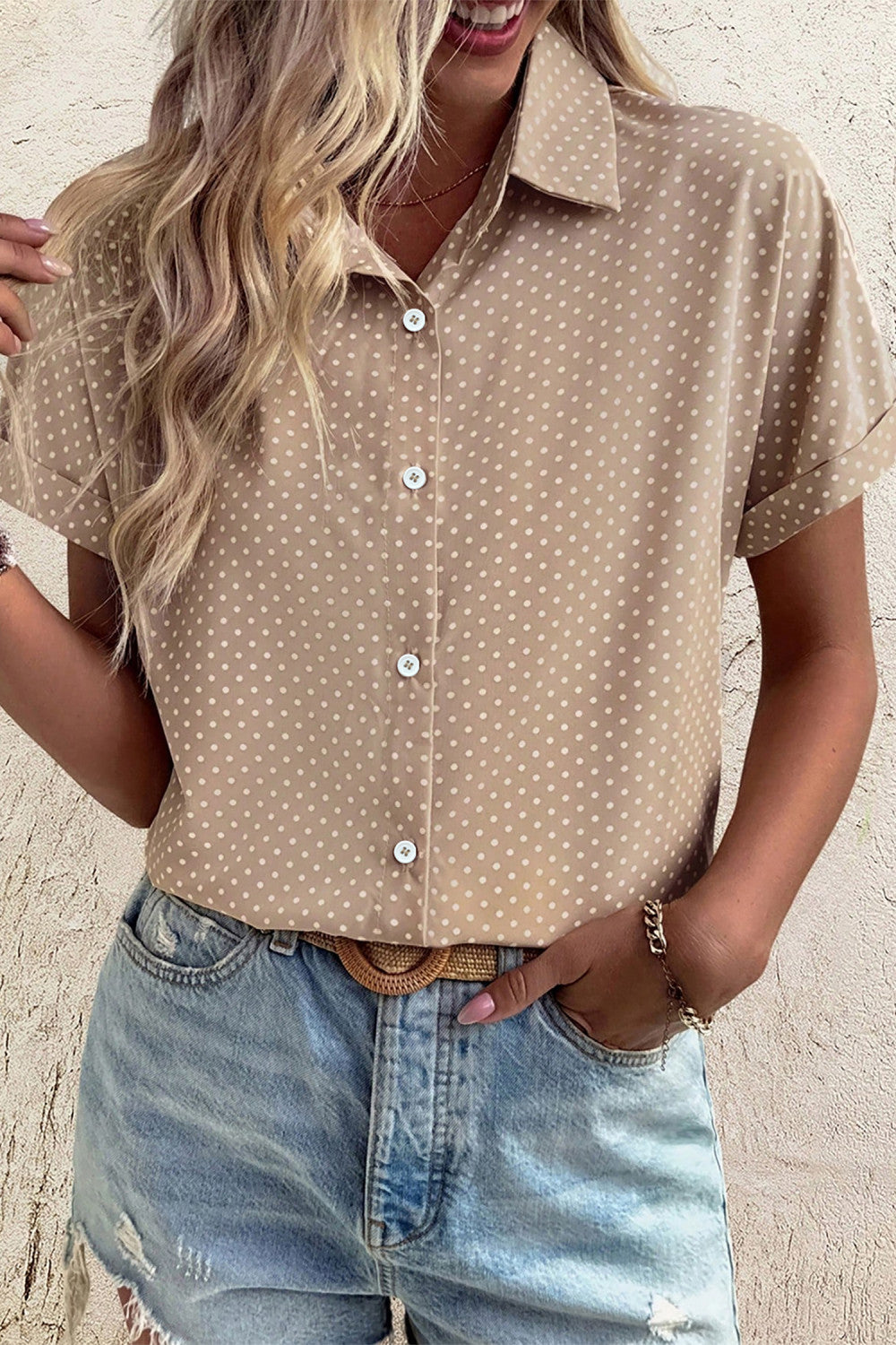 Dotted Cuff Blouse