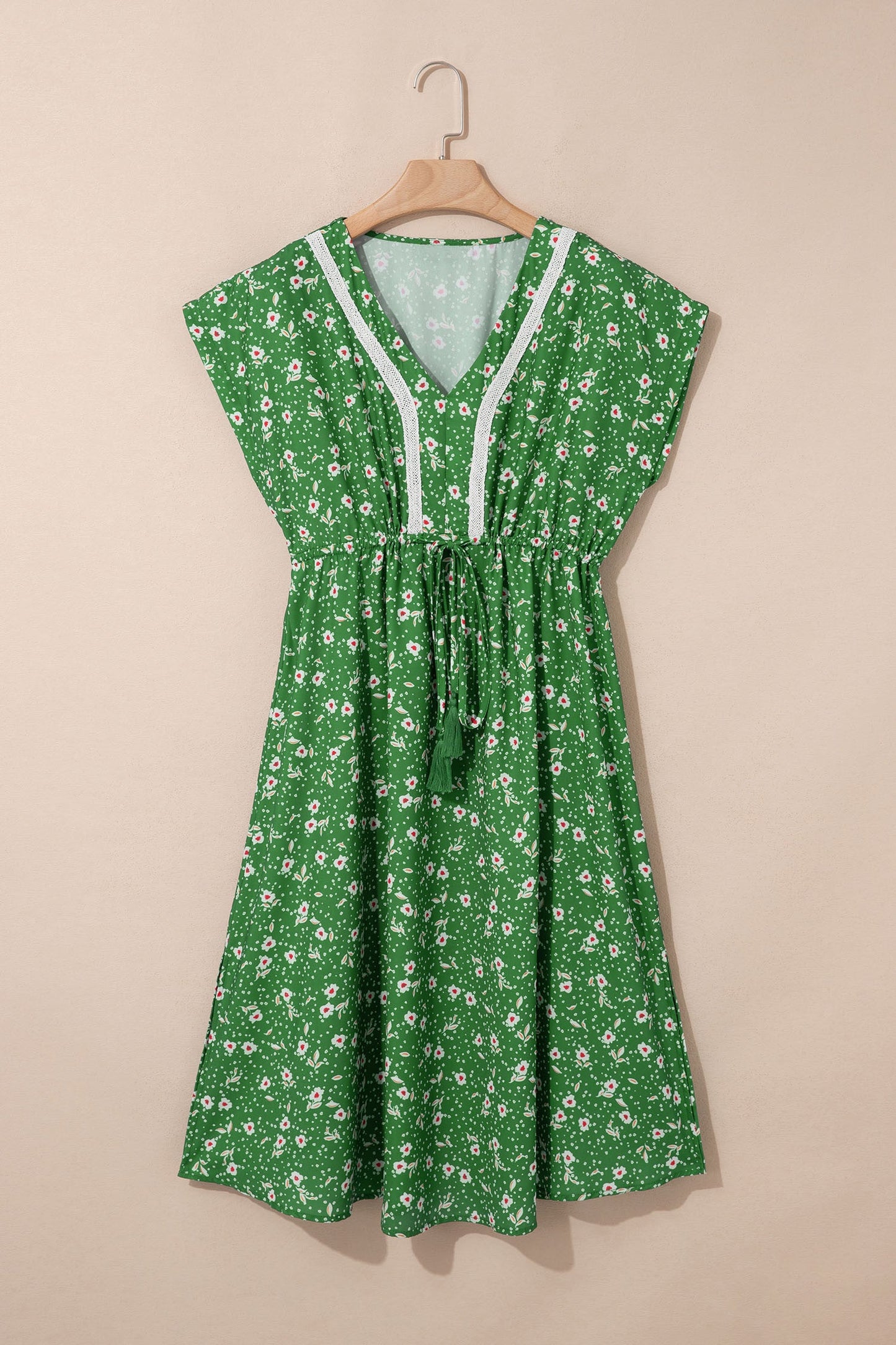 Green Abstract Print Loose Dress