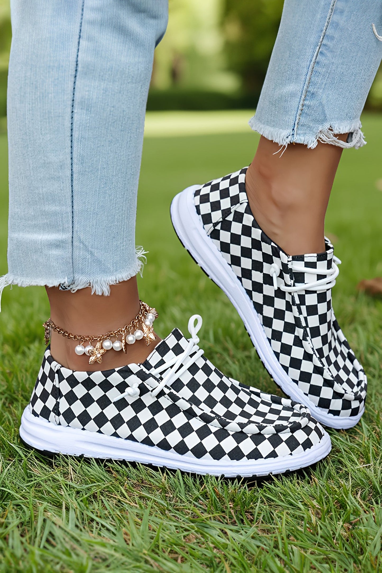 Checkered Lace Up Shoes