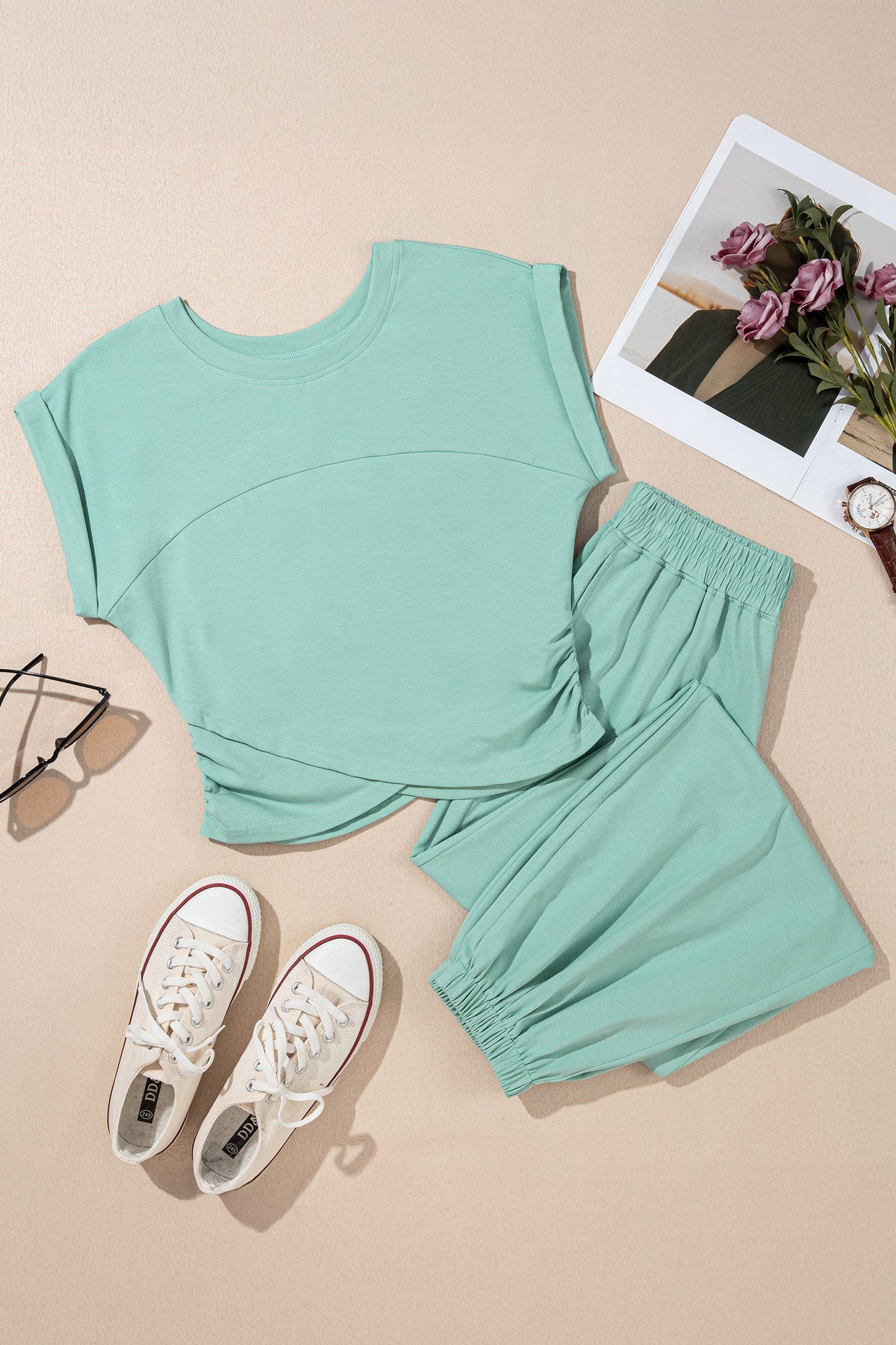 Jade Crop Tank and Jogger Set
