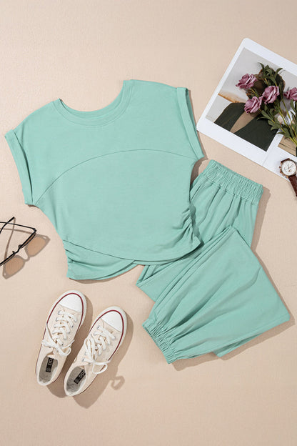 Jade Crop Tank and Jogger Set