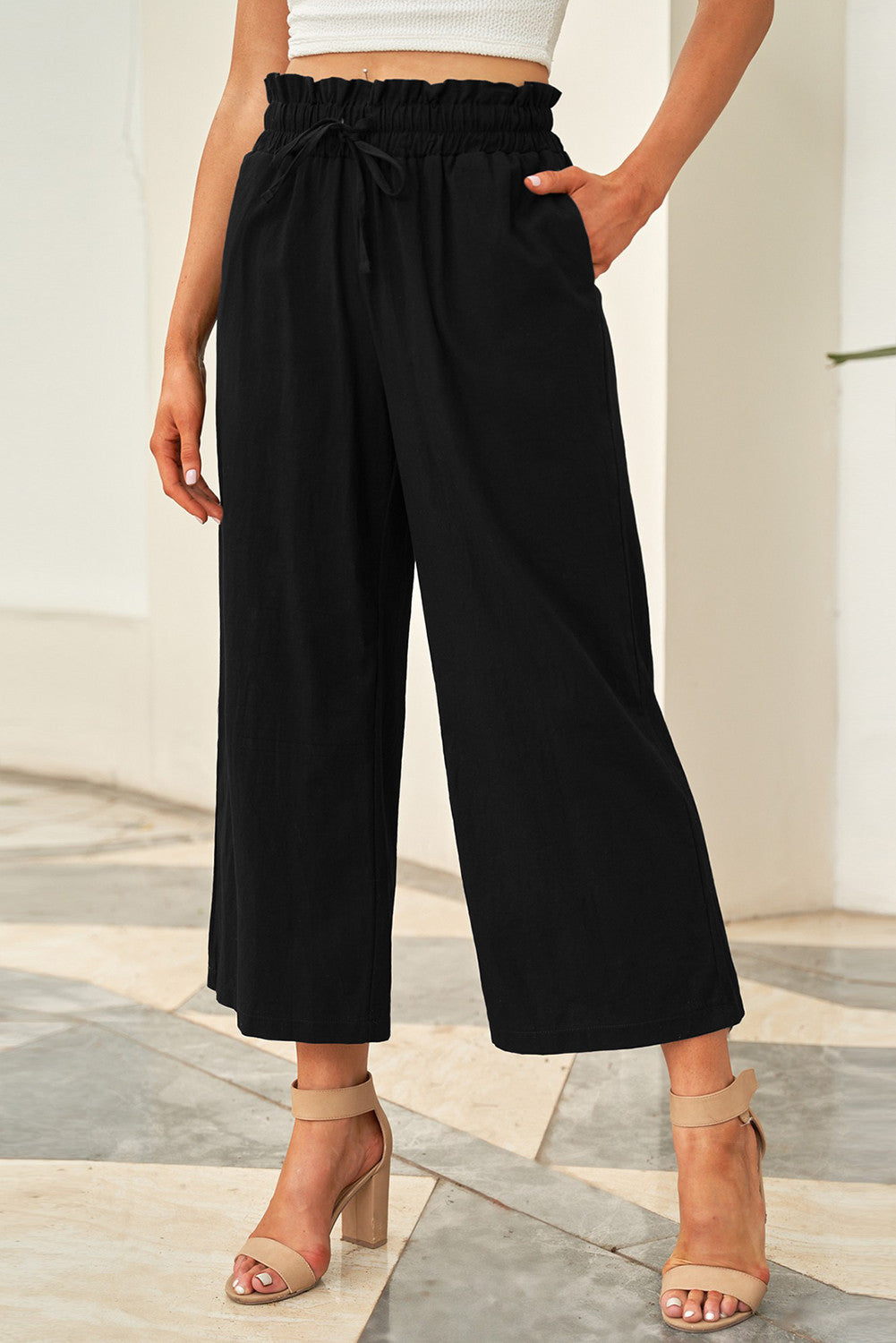 Black Straight Leg Cropped Pants