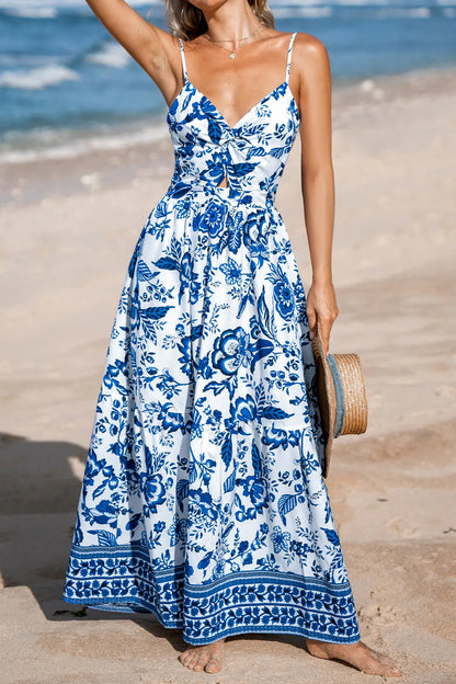 Blue Twisted Bust Maxi