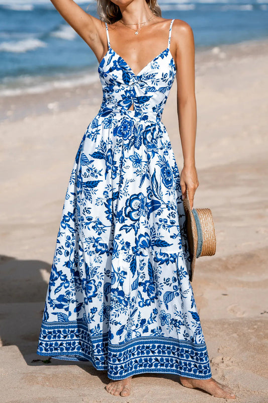 Blue Twisted Bust Maxi