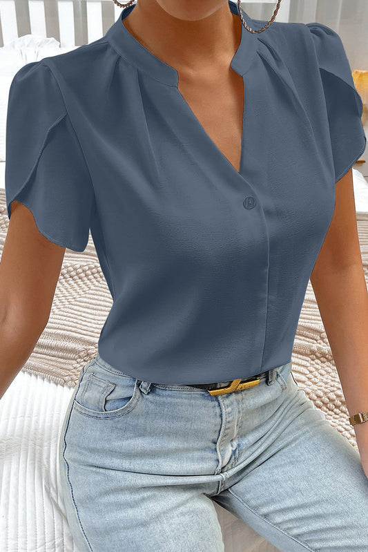 Blue Notched Blouse