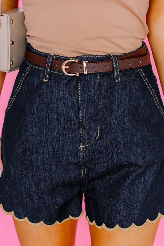 Blue Scalloped Denim Bottoms