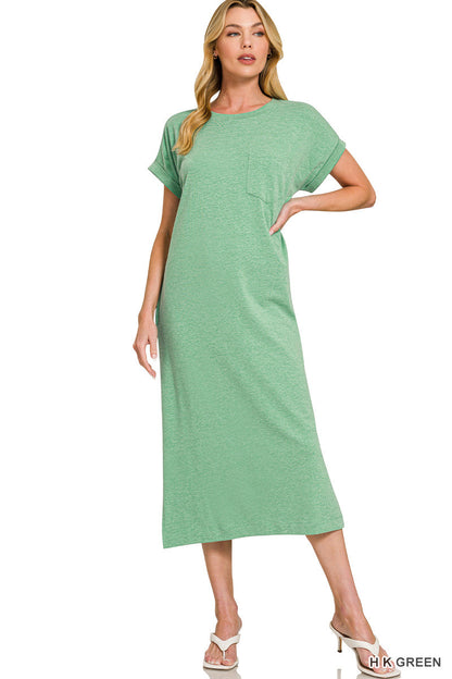 Round-Neck Midi Dress Zenana