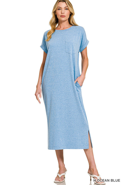 Round-Neck Midi Dress Zenana