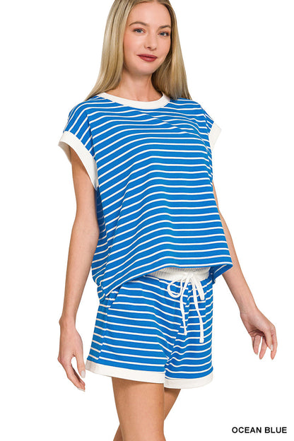 Stripe-Contrast Banded Set Zenana