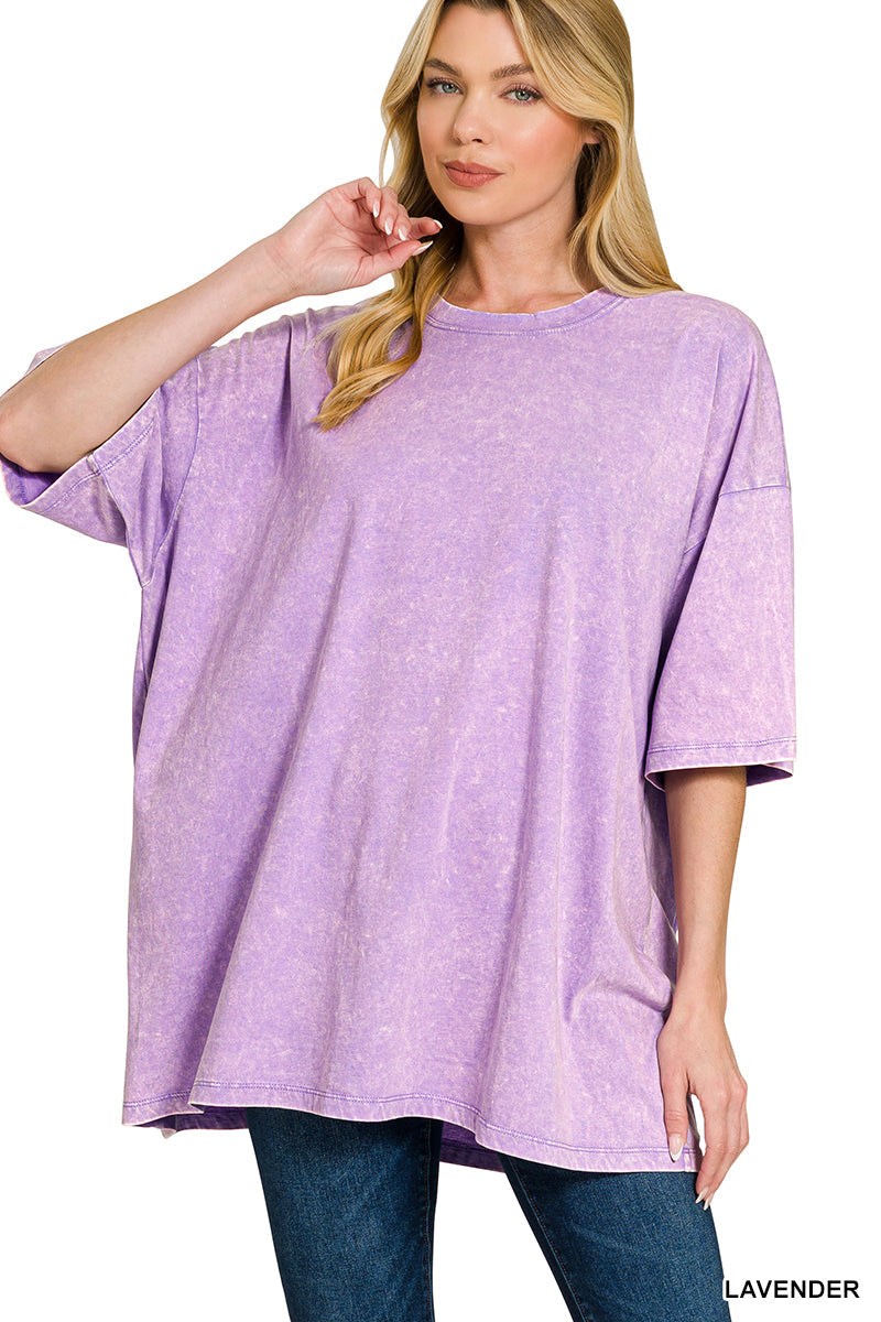 Acid-Wash Boyfriend Box Top Zenana