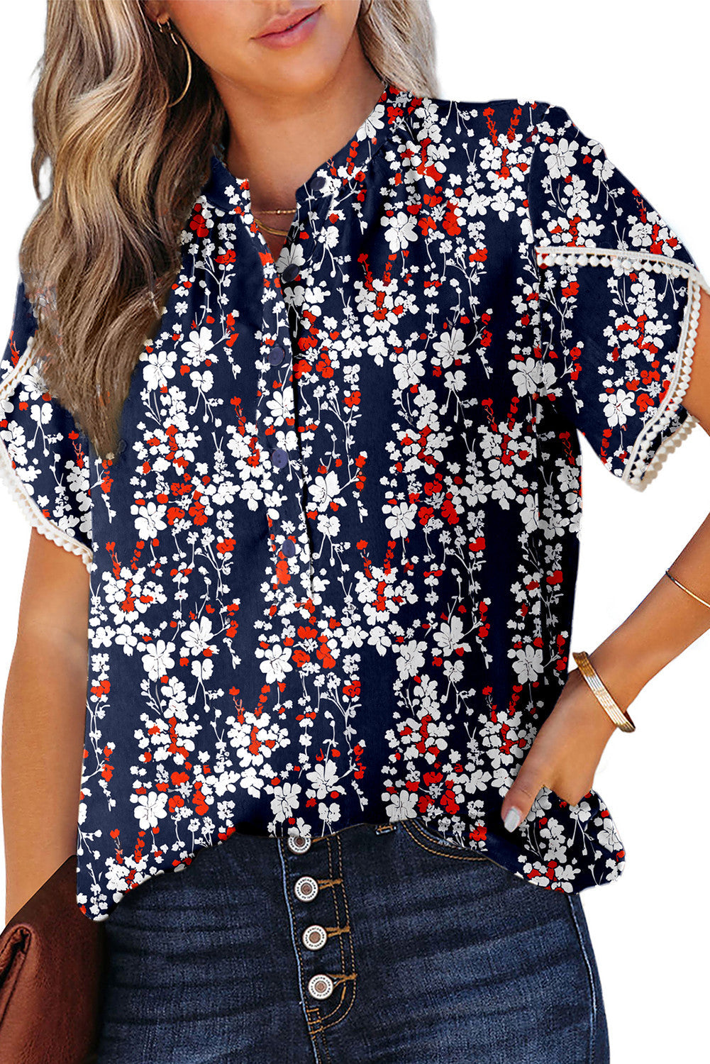 Casual Floral Button Blouse