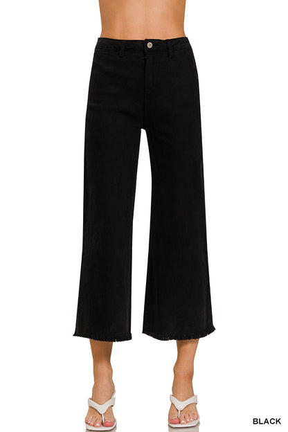 Cropped Frayed Hem Straight Jeans Zenana New RTS
