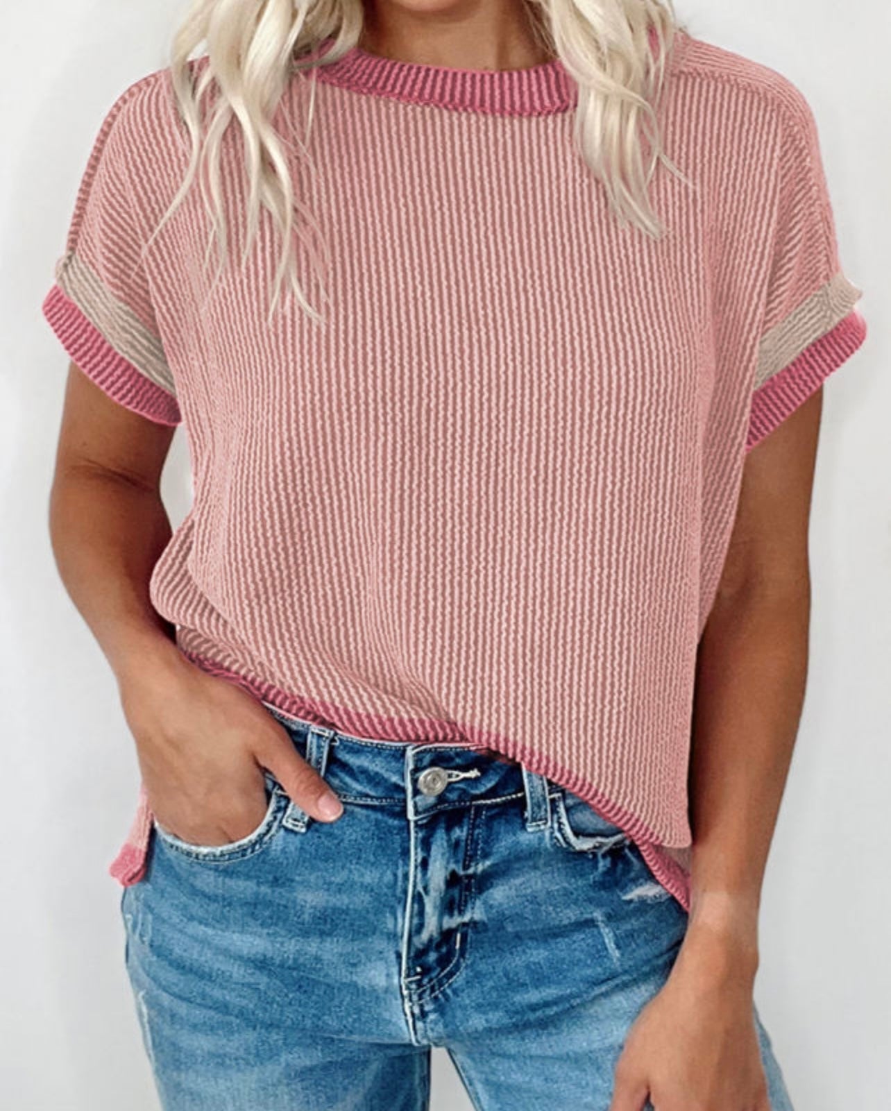 Textured Round Neck Top