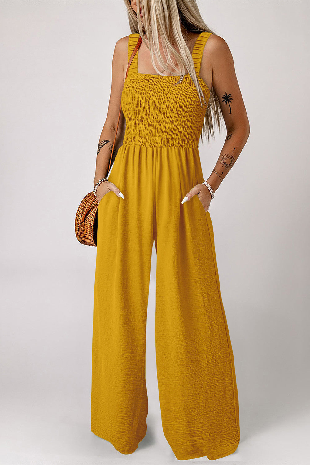Ginger Smocked Pocket Jumpsuit March.