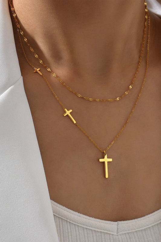 Gold Cross Layered Necklace