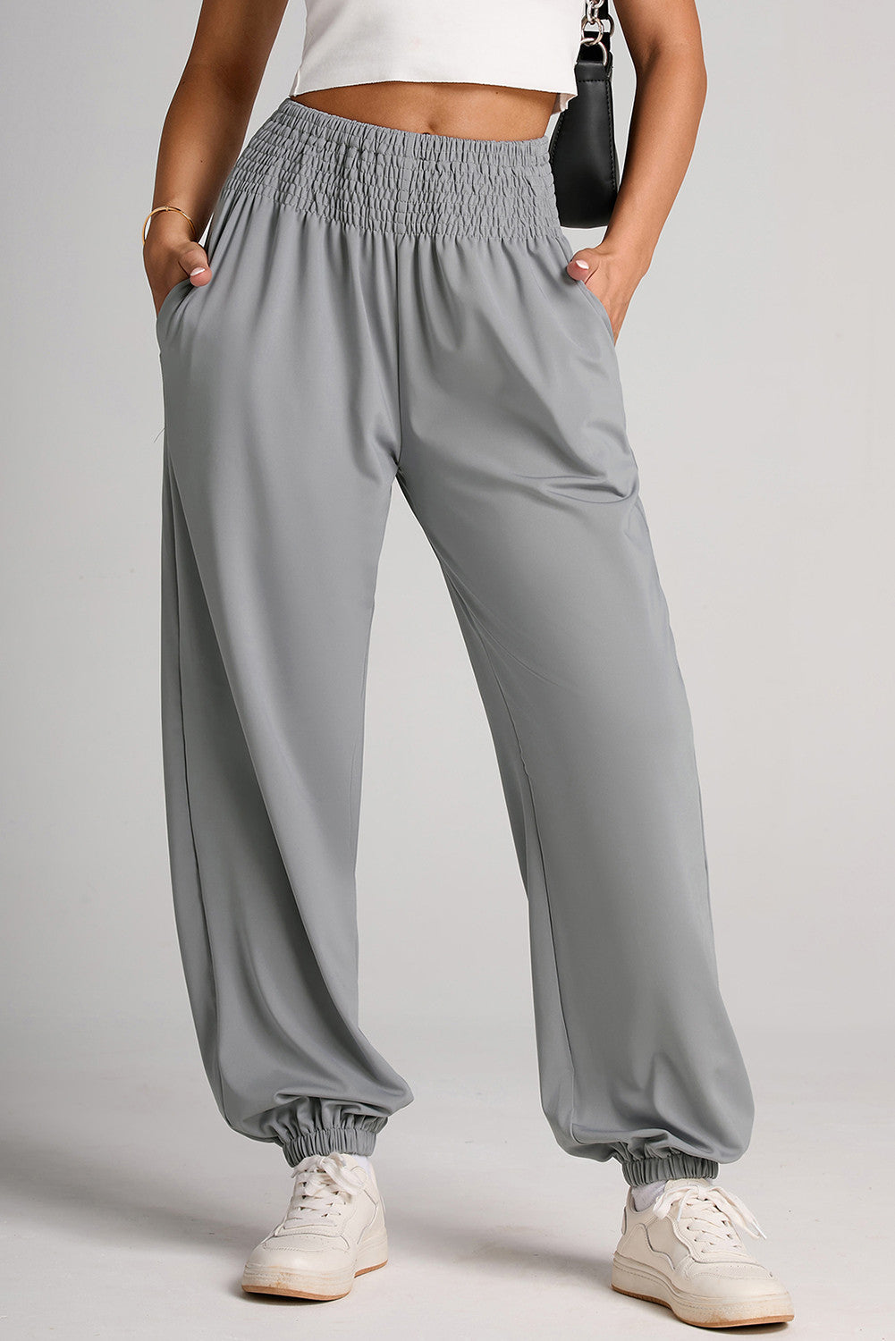 Gray Smocked Joggers