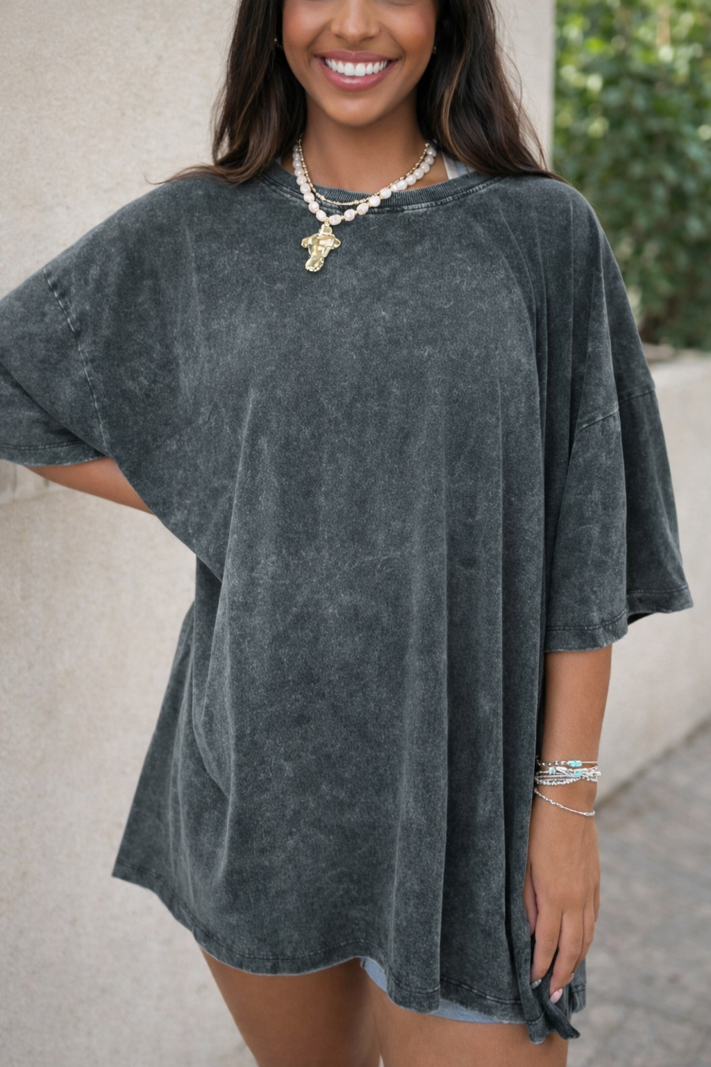 Grey Mineral Wash Top