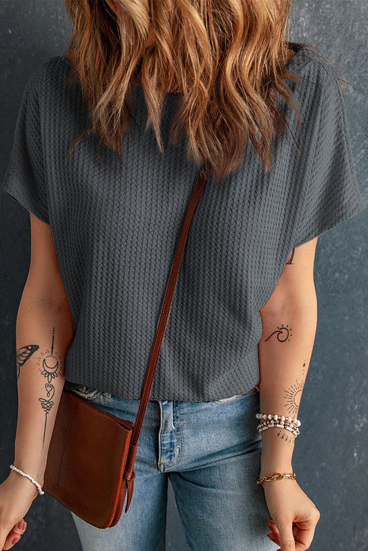 Grey Waffle Knit Top