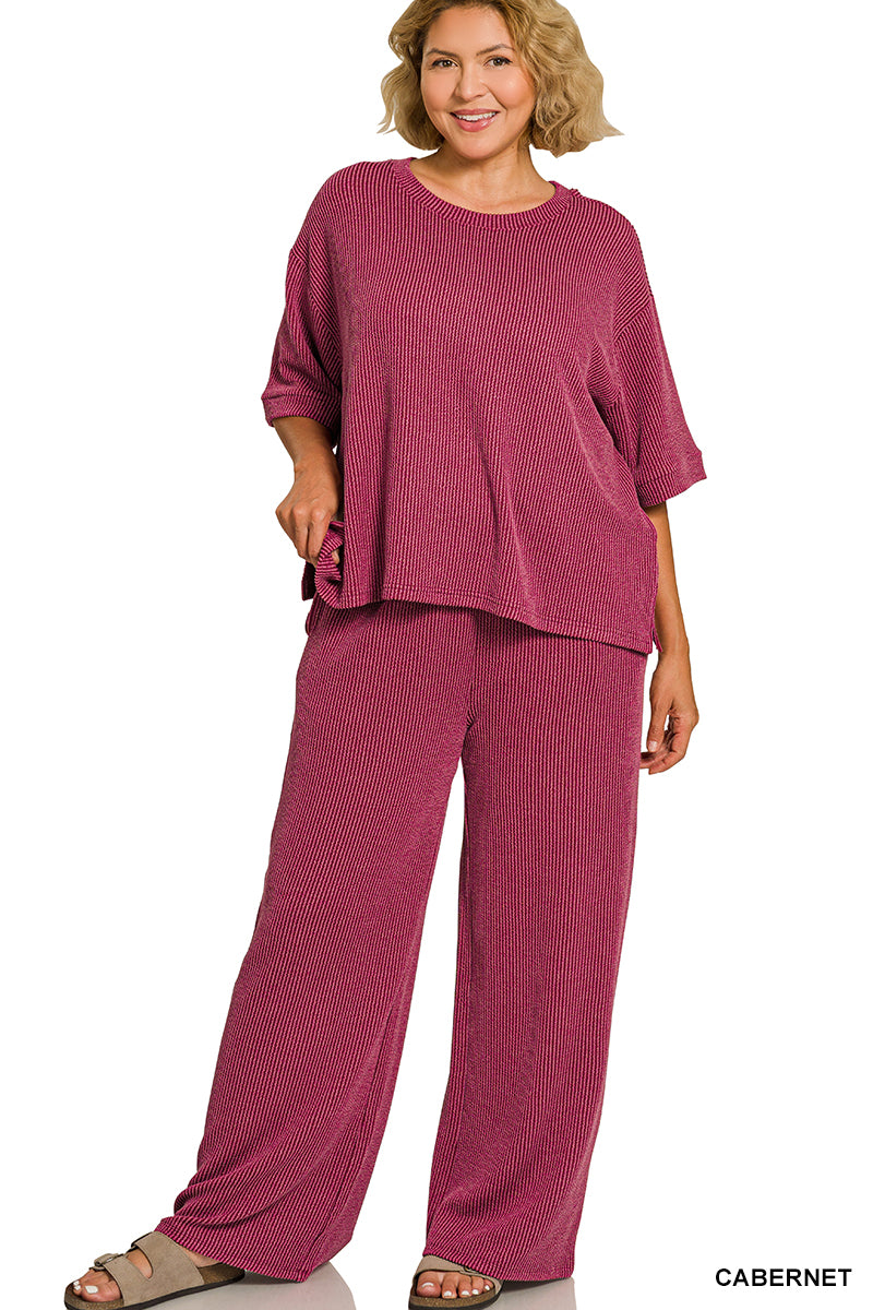 Plus-Raised Rib Set Zenana