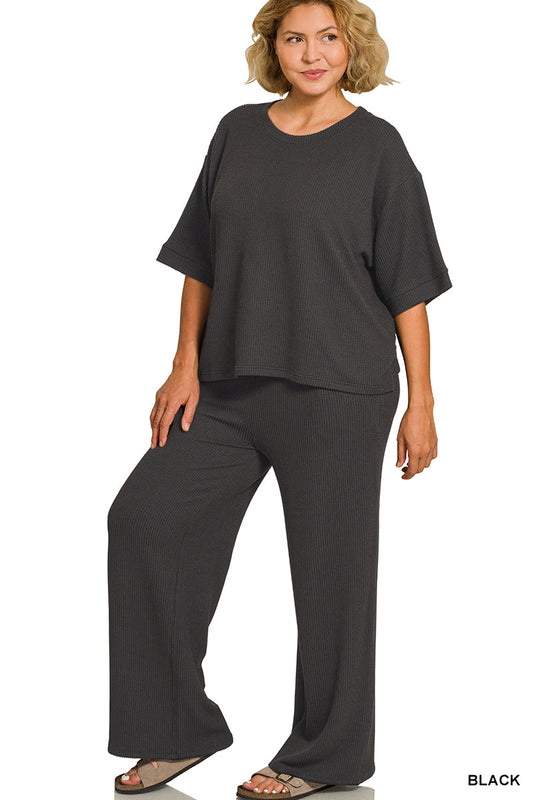 Plus-Raised Rib Set Zenana