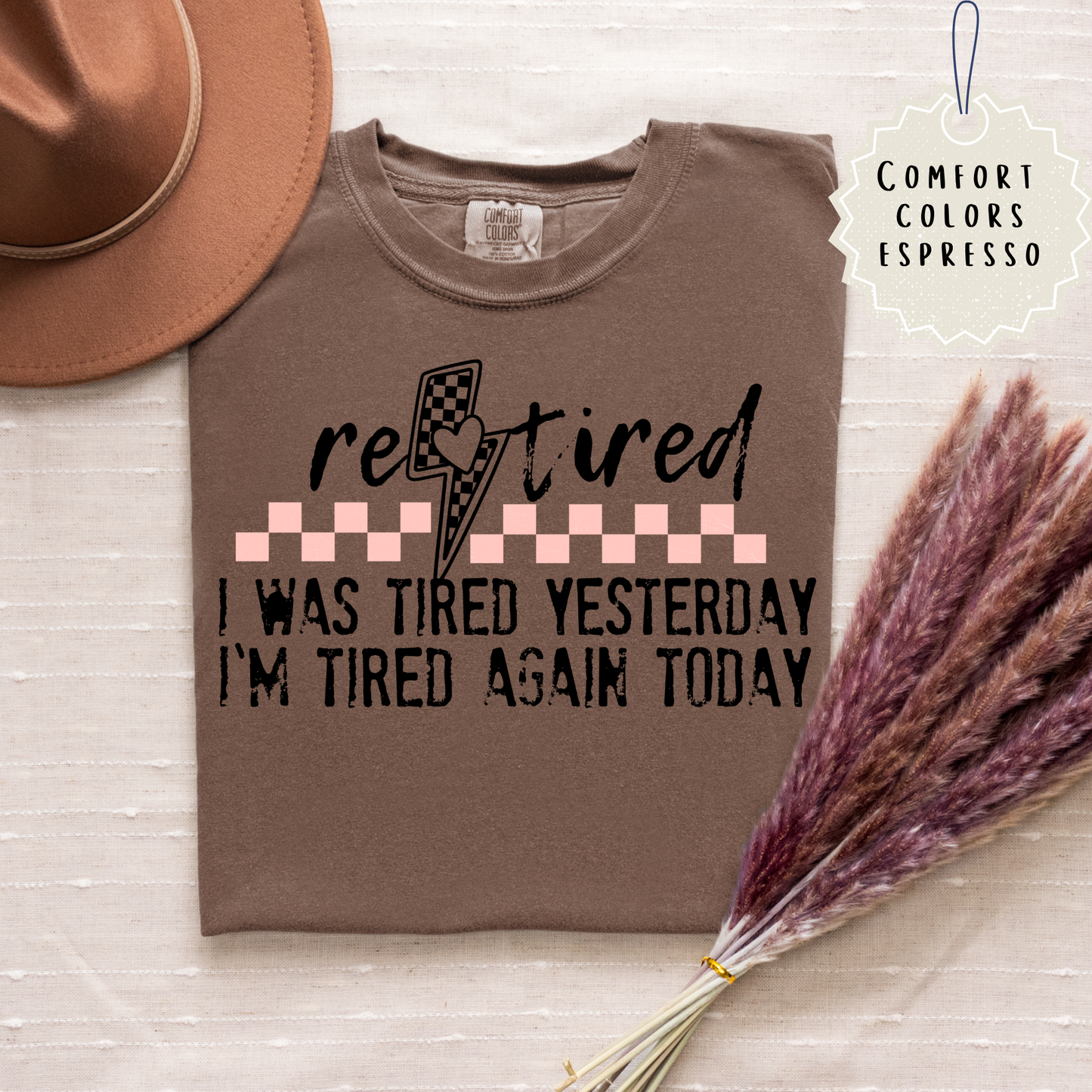 Re TIRED Checkered Tee.