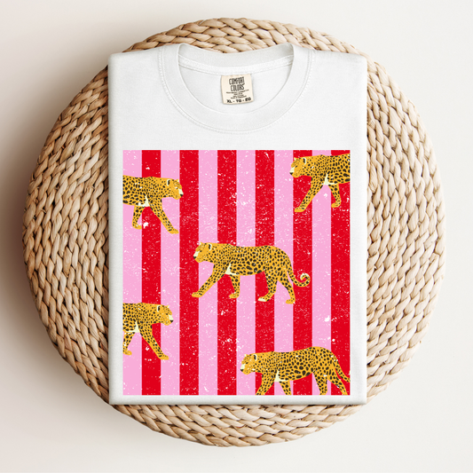Pink/Red Cheetah Stripe Tee.