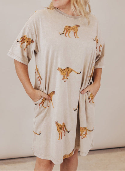 Cheetah Plus Size T Shirt Dress
