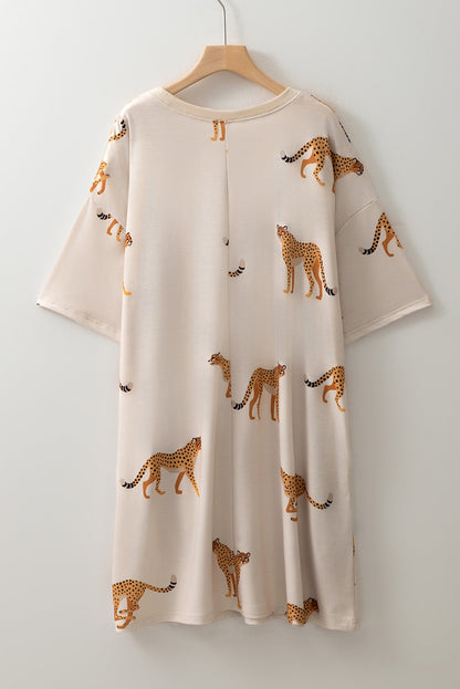 Cheetah Plus Size T Shirt Dress