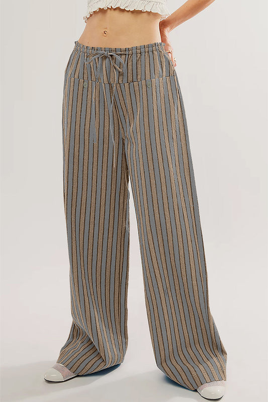 Khaki Stripe Wide Leg Pants