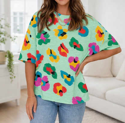 Leopard Drop Shoulder Blouse