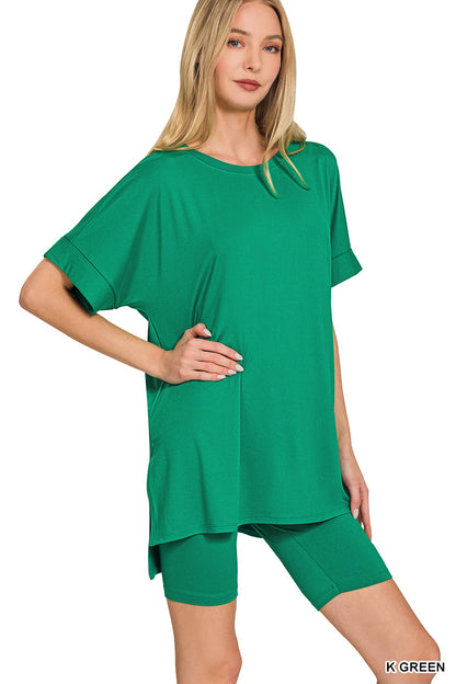 Round Neck Biker Bottom Set Zenana
