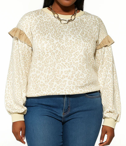 PLUS BEIGE LEOPARD SWEATSHIRT