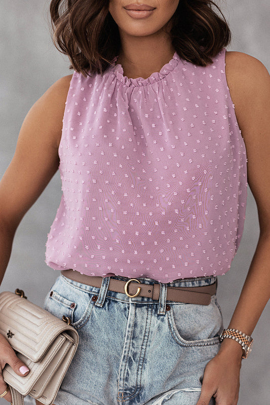 Pink Dot Ruffle Tank