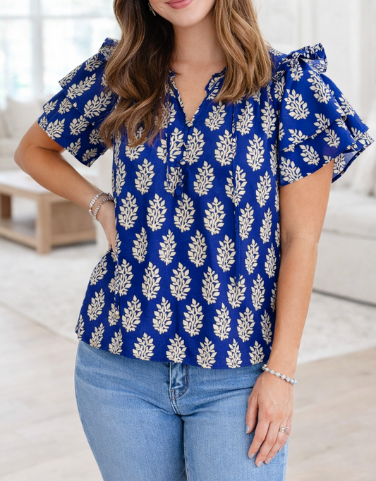 Plus Size Botanical Print Blouse