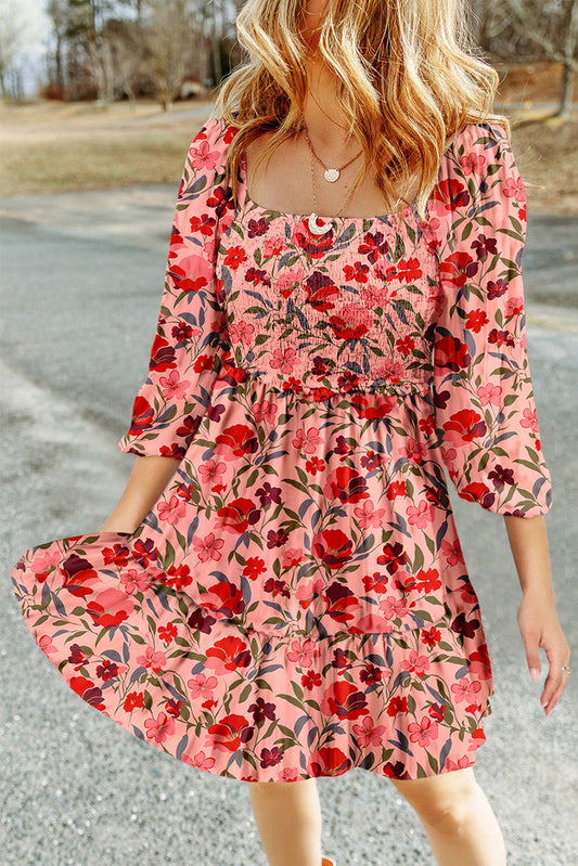 Red Floral Mini Dress