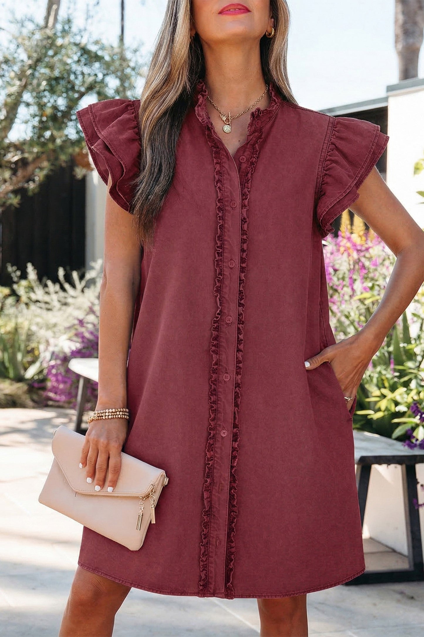 Red Frilled Ruffle Dress