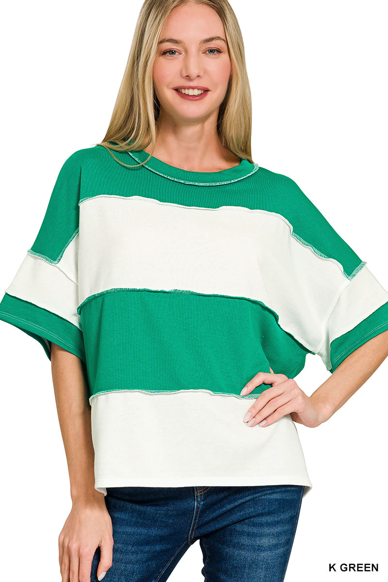 French-Terry Exposed Seam Top Zenana