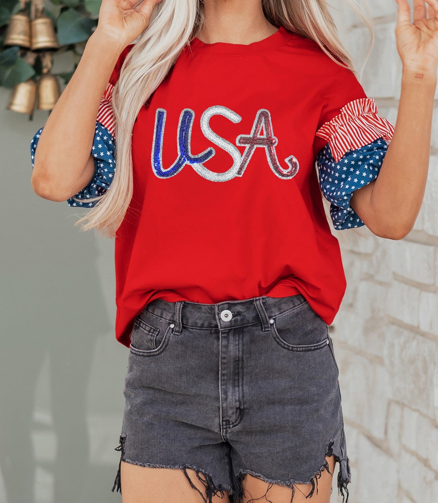 USA Sequin Patriotic Top