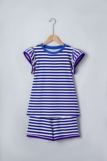 Blue Stripe Cap Sleeve Set