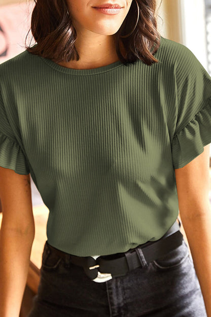 Ribbed Ruffled Top FB