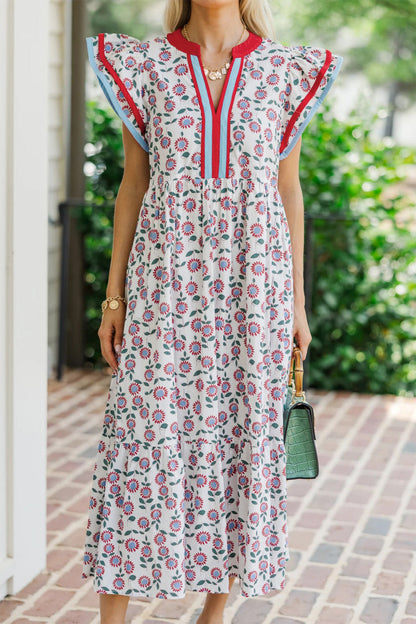 Floral Trim Dress